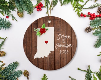 Indiana Christmas Ornament, New House, Graduate, First Year at College, Just Moved Ornament Personalized
