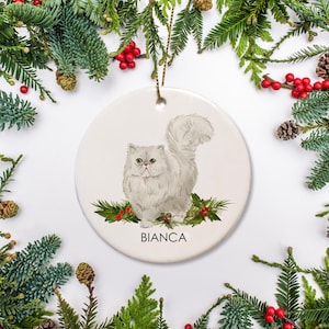 Persian Cat Christmas Ornament, Personalized Cat Ornament, Cat rescue, Pet Remembrance, Christmas Gift for Cat Lover