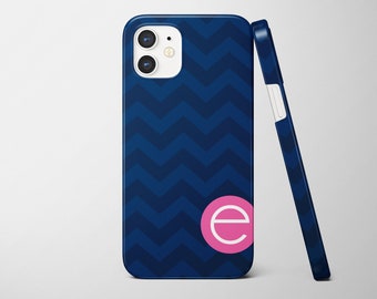 iPhone Personalized Case, Chevron Stripe with initial *Choose any Color Scheme* iPhone 15 and prior models