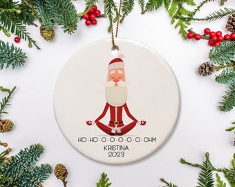 Yoga Christmas Ornament, Ohm, Namaste,  Gift for Yogi, Yoga Teacher, Meditation, funny yoga gift, Seated Yoga Pose
