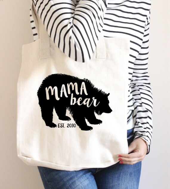Mama Bear Tote Bag - Mom Gift - Gift for New Mother - add any date or color you want Il_570xn