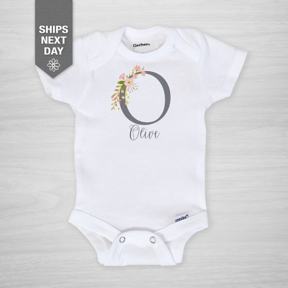 Blossom Initial personalized Onesie® - Baby Gerber Onesie® Il_570xn