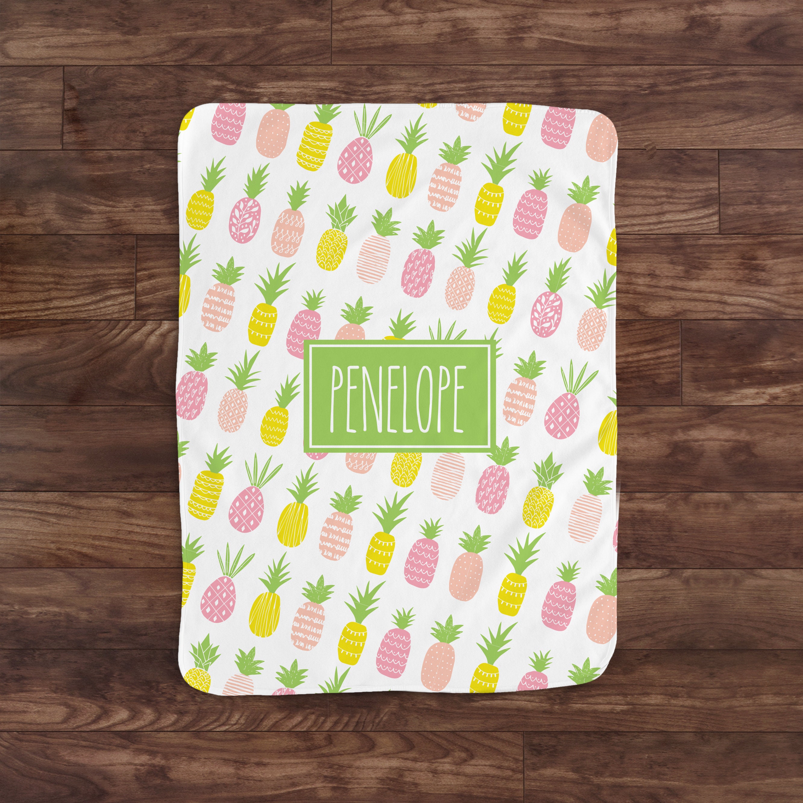 Green Pineapple Print Blanket