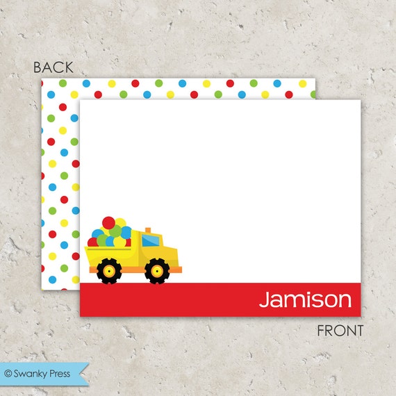 Dump Truck with Balls Flat Notecards with 2-sided printing Il_570xn