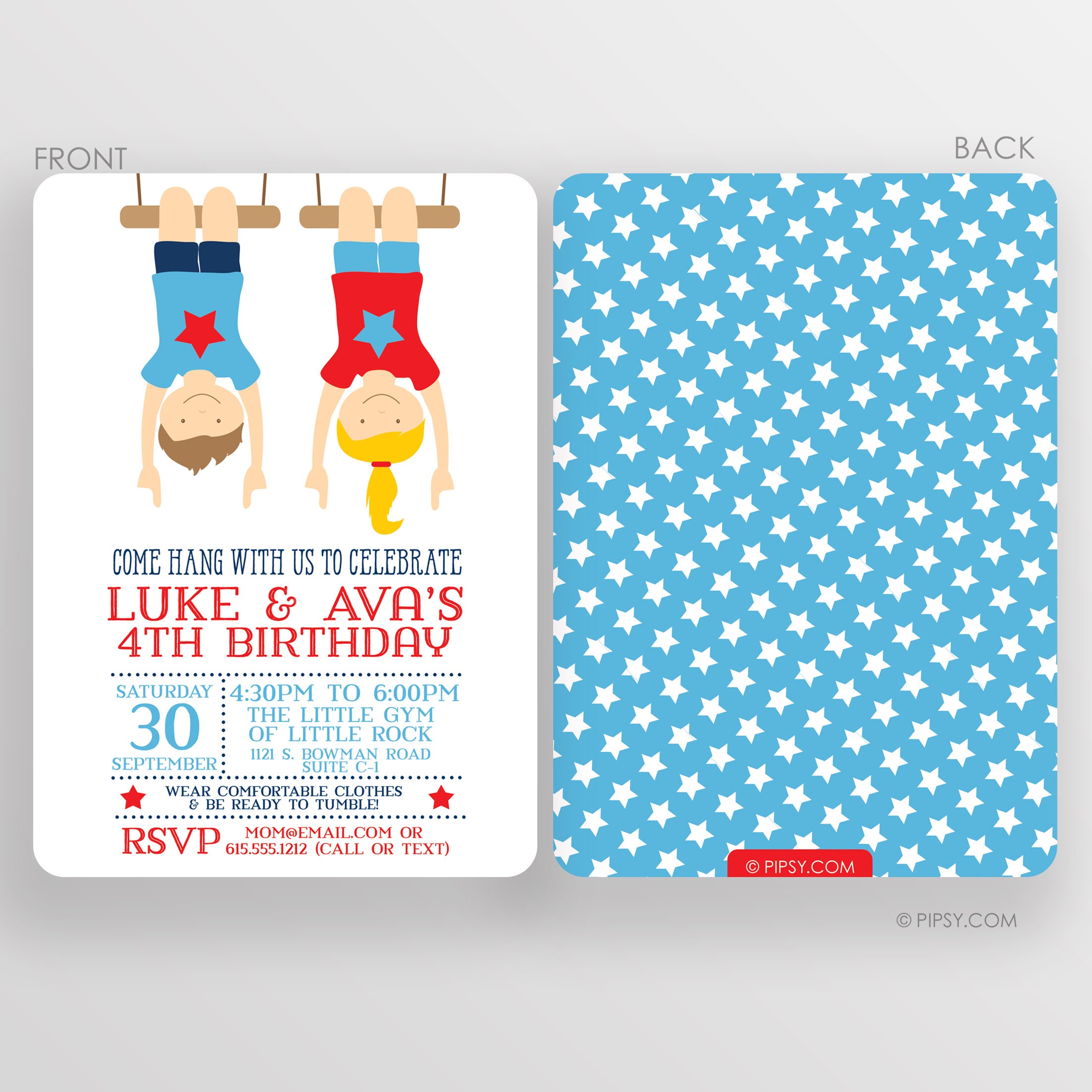 Gymnastic Boy Party Invitation TRY BEFORE You BUY Instant 