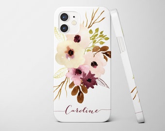 iPhone 15 Personalized Case with Floral Watercolor, iPhone 14, iPhone 13 Pro, iPhone 13 Mini, iPhone 13 Max case