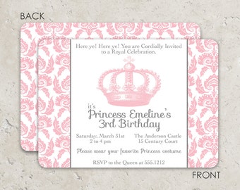 Princess Dress Up Party Birthday Invitations