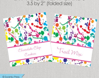 Art Splatter Party Food Tent Label - Printable DIY with fully editable text