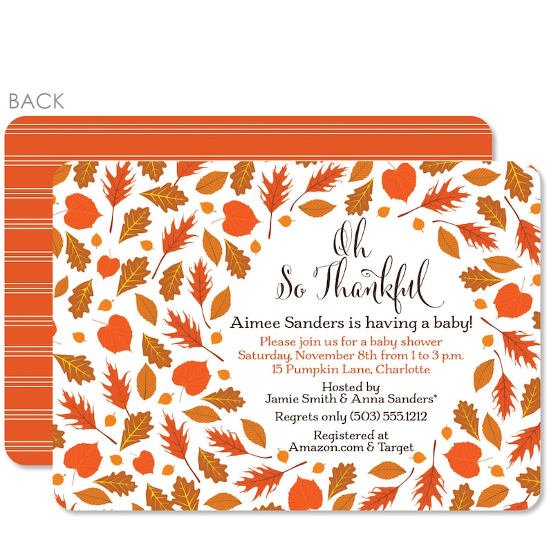 Autumn Baby Shower Falling Leaves Baby Shower Invitation Leaves Baby Shower invitation Fall Baby Shower Invitation