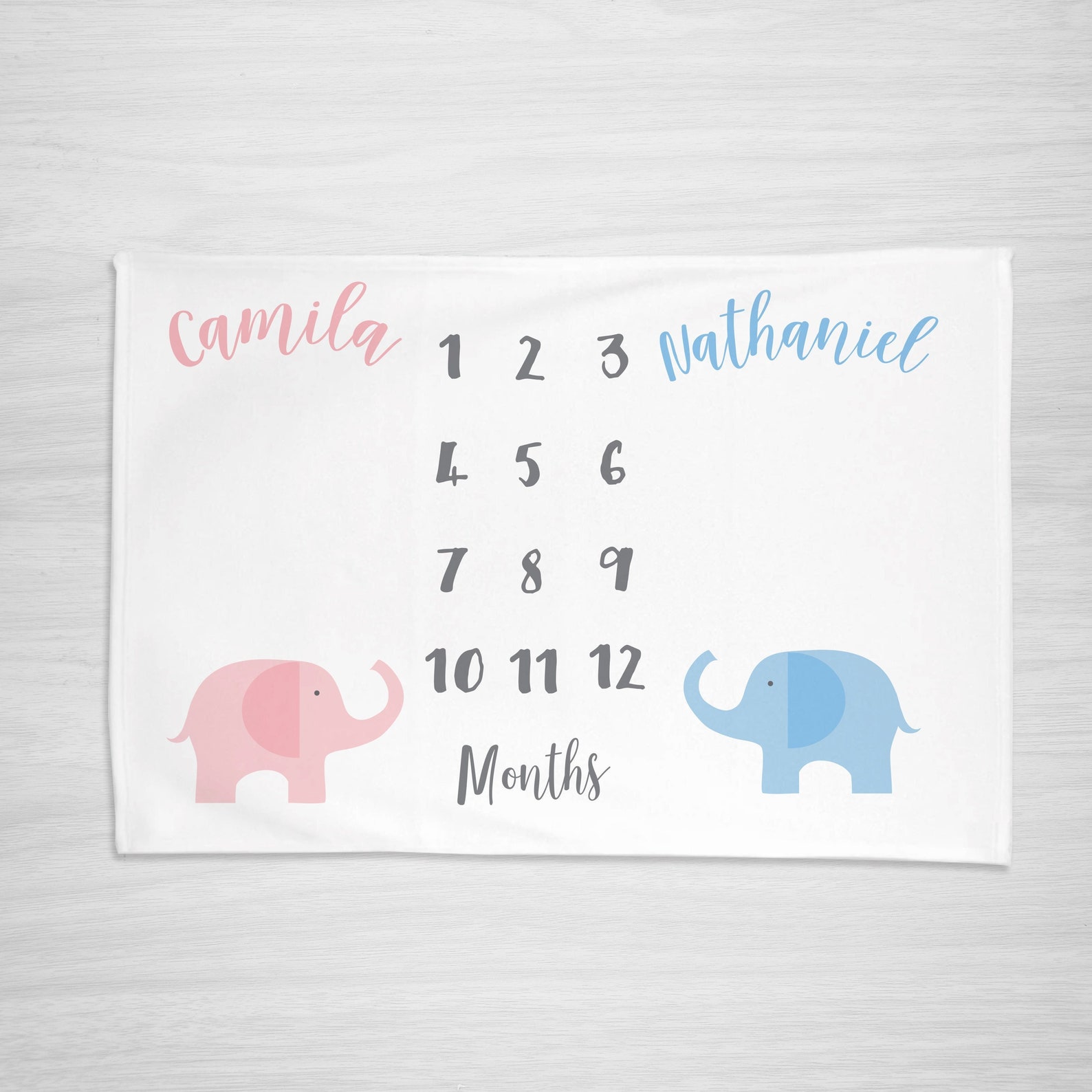 Twin Baby Month Milestone Blanket Elephants Twins Etsy