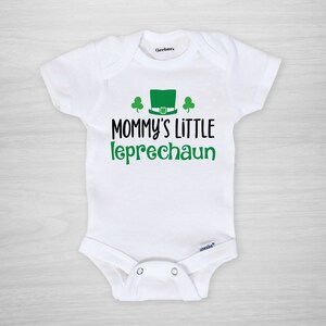 St. Patrick's Day Onesie®, Mommy's Little Leprechaun Gerber Onesie®, lucky clover, Saint Patricks Day, St. Paddy's Day short sleeved