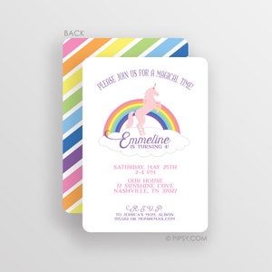 Unicorn invitation rainbow invitation unicorn rainbow birthday party image 1