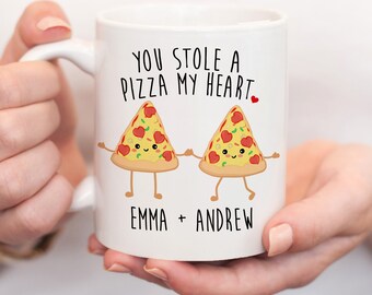 You Stole a PIzza My Heart Mug, Personalized with couple's names, Couples Mug, Valentine's Day Mug, Engagement, Wedding