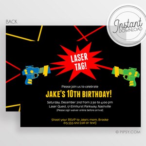 Laser Tag Birthday Party Invitation - Instant Download & Editable File - Personalize at home with Templett.com
