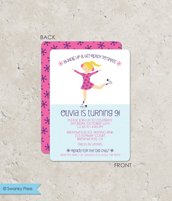 Ice Skating Party Birthday Invitations - Frozen Party - Snowflake Il_570xn