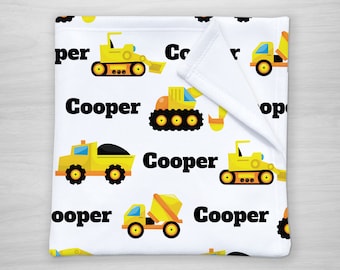 Personalized Baby Blanket Boy, Construction Vehicles  Baby blanket, Receiving Blanket, Crib Blanket, Swaddling Blanket, Baby Shower Gift