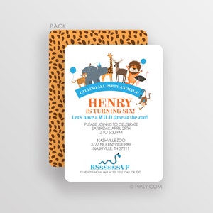 Zoo Invitation, Zoo Birthday Party Invitation, Party Animal Invitation, Birthday Invitation