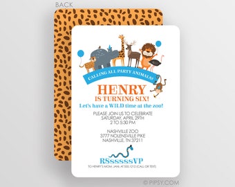 Zoo Invitation, Zoo Birthday Party Invitation, Party Animal Invitation, Birthday Invitation