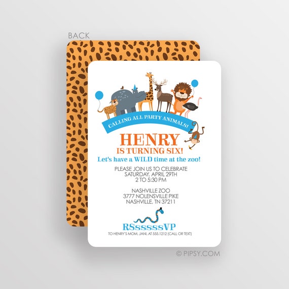 Zoo Invitation, Zoo Birthday Party Invitation, Party Animal Invitation, Birthday Invitation Il_570xn