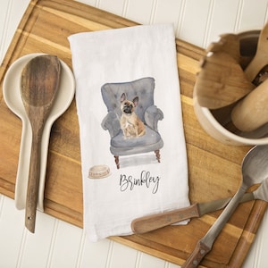 Personalized Pet Tea Towel, kitchen decor, choose your breed - Gift for pet lovers, 100% cotton, Made in the USA, Flour Sack Hand Towel