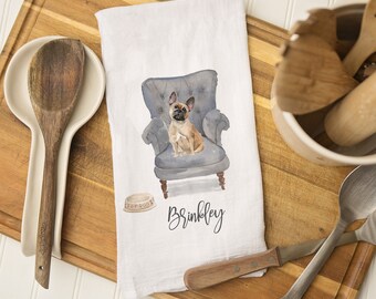 Personalized Pet Tea Towel, kitchen decor, choose your breed - Gift for pet lovers, 100% cotton, Made in the USA, Flour Sack Hand Towel