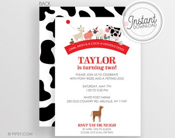 Petting Zoo Invitation - Farm Party Birthday - Zoo Birthday invitation Instant Download & Editable File - Templett Invitation