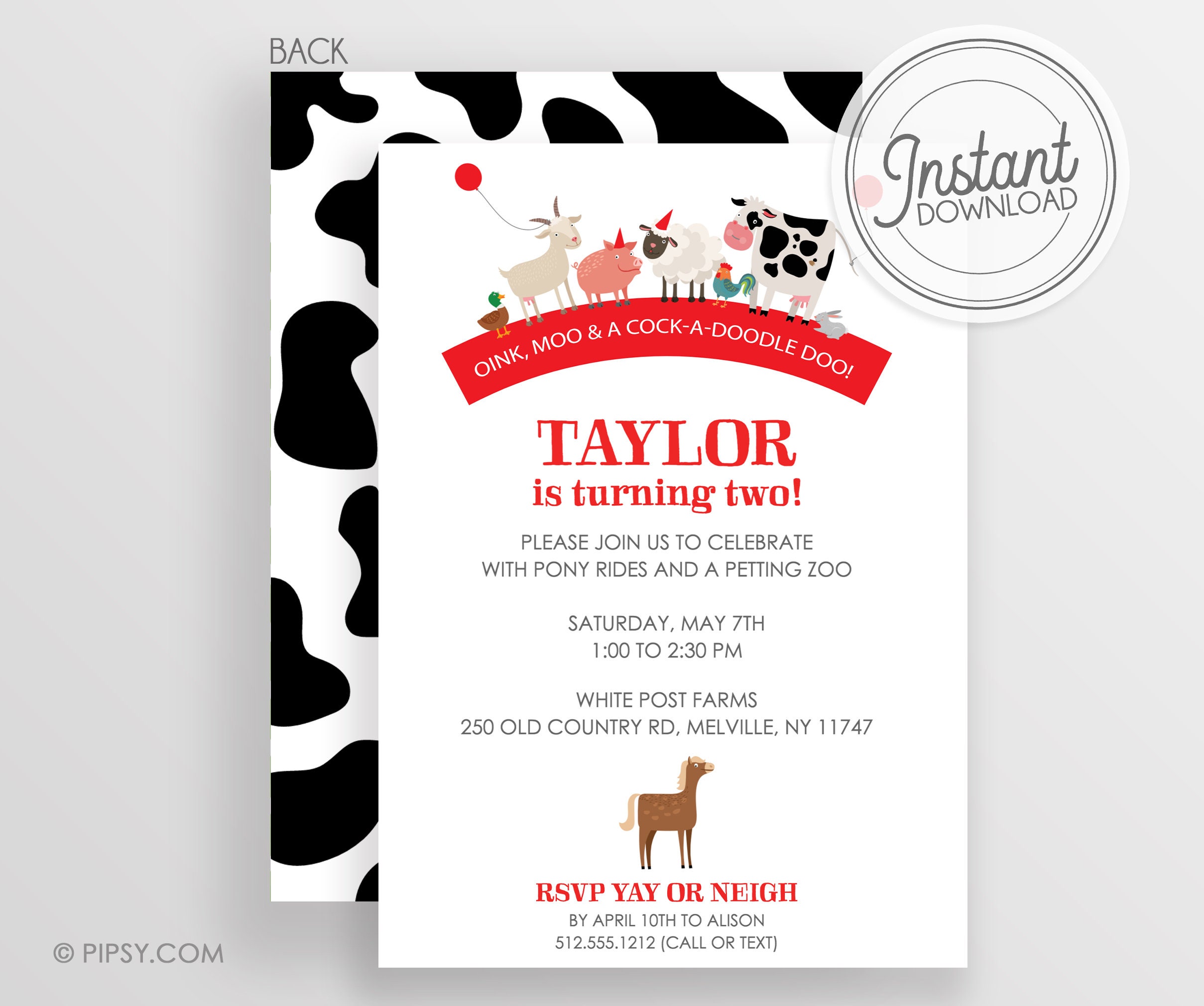 Farm Birthday Invitation: Petting Zoo Animals (instant Download) - Etsy, image size:2418x2021