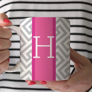 Personalized Coffee Mug -Greek key with initial