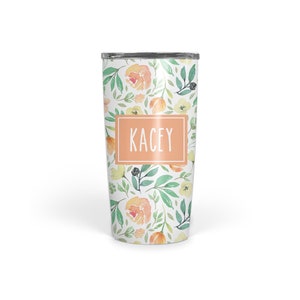 Stainless Steel, Summer Floral 20 oz. Tumbler - Eco Friendly - Double Walled  -  Perfect for coffee, tea or soda - keeps hot/cold
