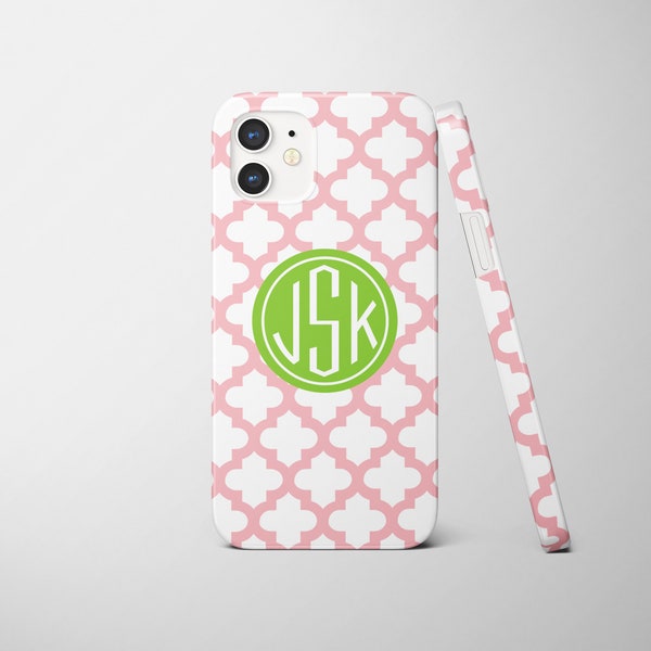 Decorative Quatrefoil iPhone Case, Choose your Custom Colors and Monogram style, iPhone 14, iPhone 14 Pro, iPhone 13 Mini, iPhone 13 Max