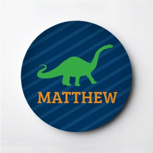 Personalized Kids Plate - Dinosaur Plate - Personalized Plate - Polymer Plate Dishwasher safe, BPA free, Decoware®