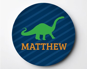 Personalized Kids Plate - Dinosaur Plate - Personalized Plate - Polymer Plate Dishwasher safe, BPA free