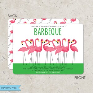 Flamingo Invitation, pink flamingo party, pink flamingo invite - BBQ Invitation