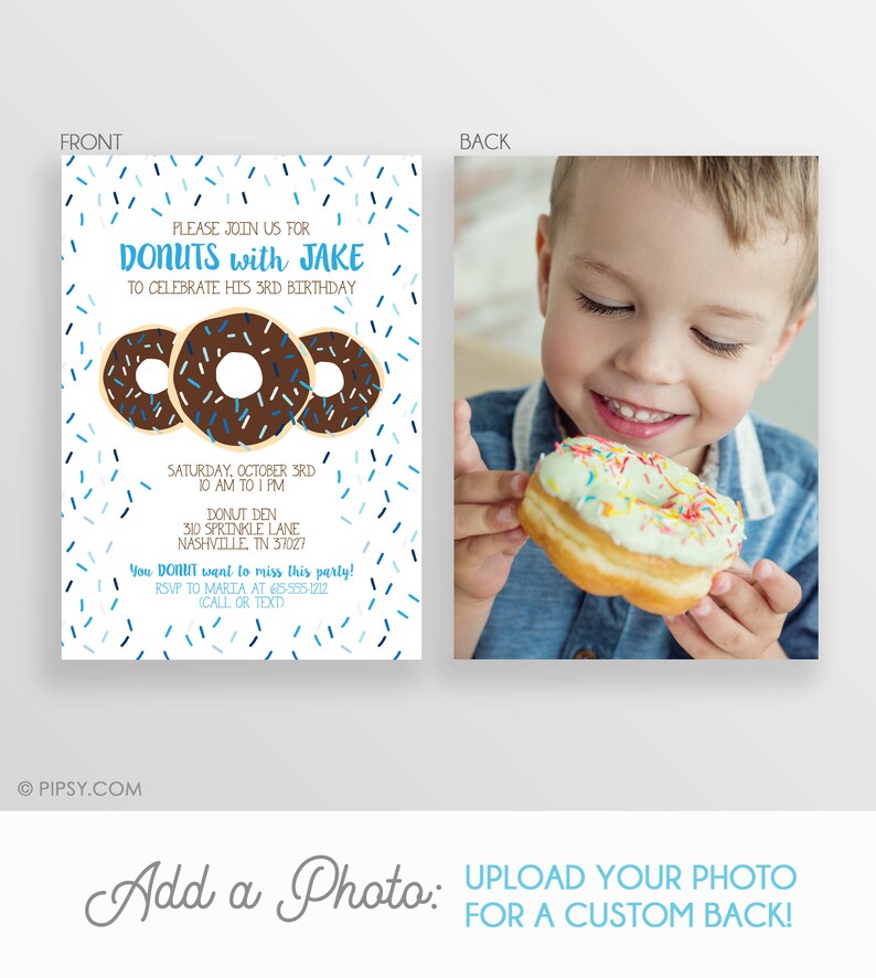 DIY Donut Invitation Printable donut party Invitation Boy Etsy