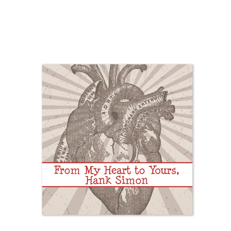 Valentine's Day Stickers Vintage Anatomy Heart 12 per sheet or print at home digital file image 2