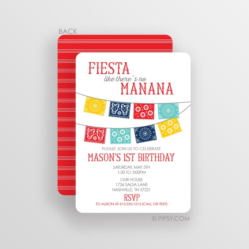 Cinco De Mayo Papal Picado Fiesta Party Birthday Invitation image 1