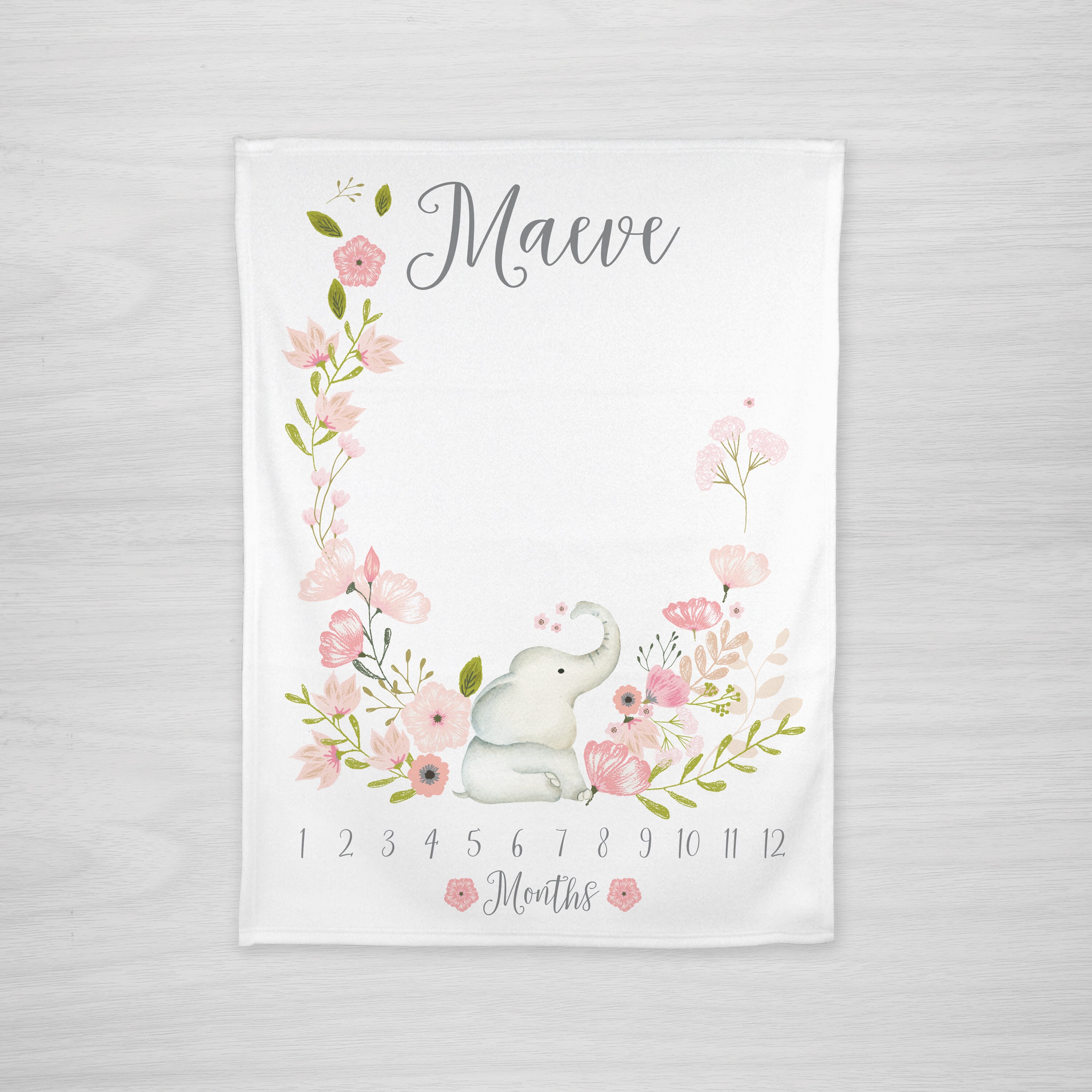 Blankets & Throws Baby Gift Growth and Age Tracker Elephant Milestone