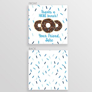 Donut favor tags, DIY, Instant download, chocolate with blue sprinkles Printable DIY with fully editable text, edit on Templett.com image 2
