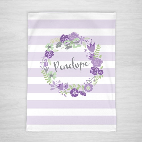 Personalized Baby Blanket PURPLE Girl Baby Blanket Custom Etsy