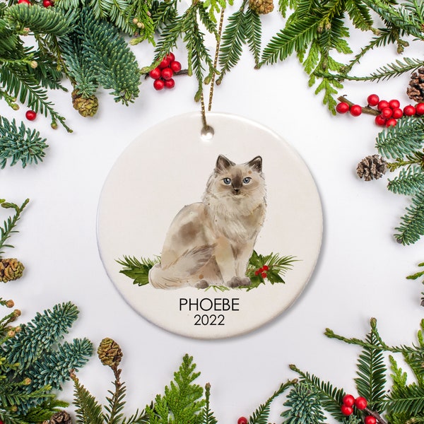Ragdoll Cat Christmas Ornament, Personalized Cat Ornament , Christmas Gift for Cat Lover