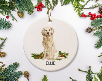 Golden Retriever Personalized Christmas Ornament, Retriever Christmas Gift for Dog Lovers