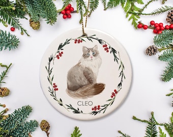 Personalized Siberian Cat Christmas Ornament: Gift for Cat Lover