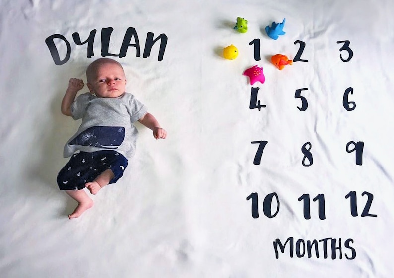 Baby Month Milestone Blanket Pick your colors Personalized Etsy
