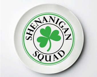St. Patrick's Day Plate, ThermoSāf® reusable plate, Shenanigan Squad, dishwasher, microwave safe