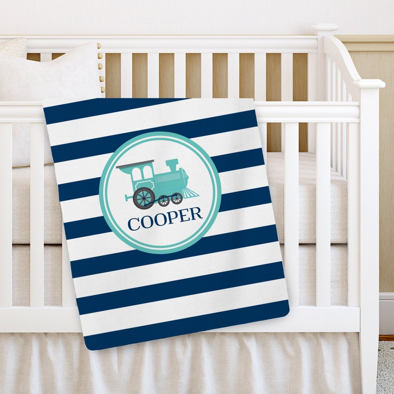 Personalized Baby Blanket Boy Baby Blanket Train Receiving Etsy