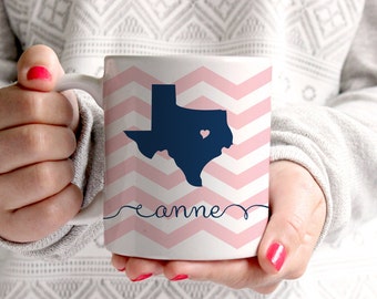 Personalized Coffee Mug - state love- other states available - Texas Chevron Coffee Mug - Choose any state or color