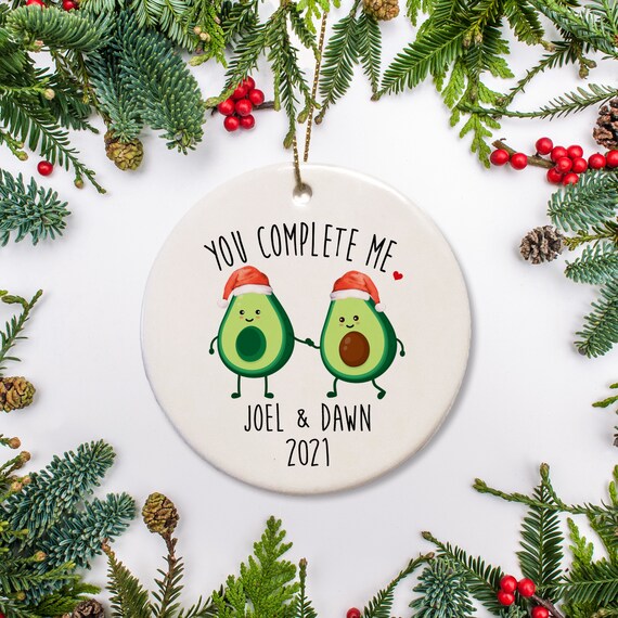 Just Married Newlywed Christmas Ornament, Avocado couple Ornament, Personalized Engagement Gift, Holy Guacamole, First Christmas together Il_570xn