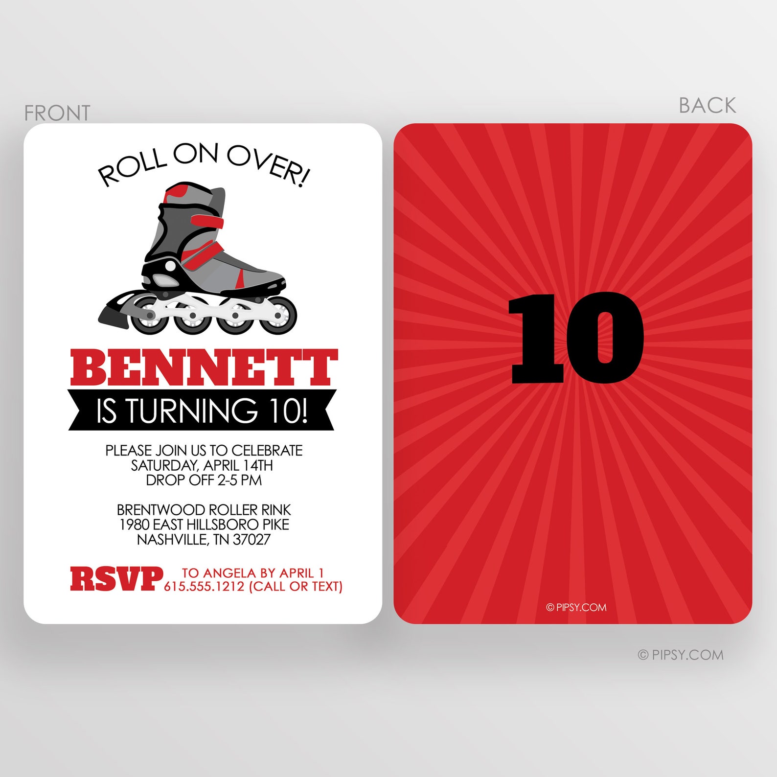 Roller Skating or Rollerblading Birthday Party Invitations . - Etsy