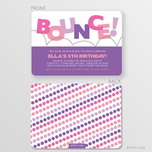 Bounce Invitation, Bounce House Birthday Party Invitation for girls, Pump It Up Party, Trampoline Party Invitation image 2