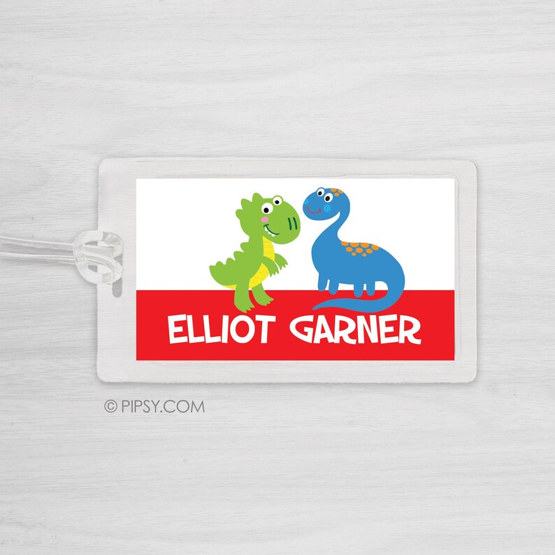 Dinosaur Bag Tag Sports Bag Tag Diaper Bag Tag Kids Bag Tag Luggage Tag trex tyrannosaurus rex brontosaurus image 1